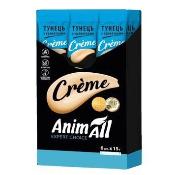Лакомство AnimAll Expert Choice Сr&egrave;me с тунцом и креветками для котов, 6 х 15 г 3211 фото