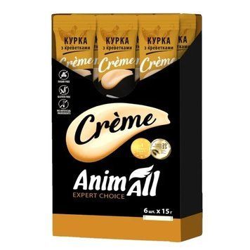Лакомство AnimAll Expert Choice Сr&egrave;me с курицей и креветками для котов, 6 х 15 г 3212 фото