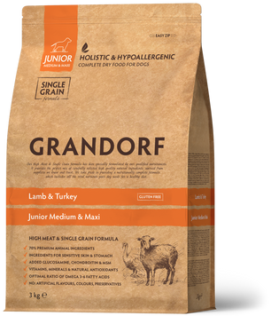 Сухой корм Grandorf Lamb & Turkey Junior с ягненком и индейкой для молодых собак, 3 кг 1315 фото