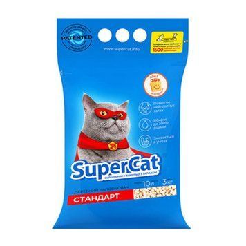 Деревний наповнювач SuperCat Стандарт, 3 кг + Подарунок всередині 3315 фото
