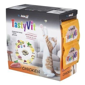 Лакомство витаминизированное AnimAll TastyVit с курицей для котов, 600 шт 3216 фото