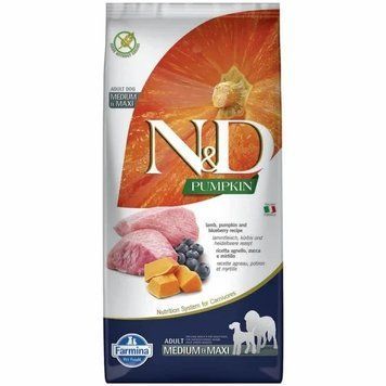 Сухий корм Farmina N&D Grain Free PUMPKIN LAMB & BLUEBERRY ADULT MEDIUM MAXI з ягням для великих порід собак, 2,5 кг 3026 фото