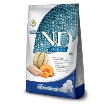 Сухой корм Farmina N&D Grain Free OCEAN PUMPKIN & MELON PUPPY MEDIUM MAXI с треской и дыней для крупных пород щенков, 2.5 кг 3112 фото