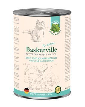 Вологий корм Baskerville холістик з оленино, кроликом та мʼятою для котів, 400 г 2860 фото