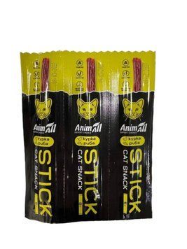 Лакомство жевательные AnimAll Expert Stick с курицей и рыбой для кошек, 5 г х 3 шт 3220 фото