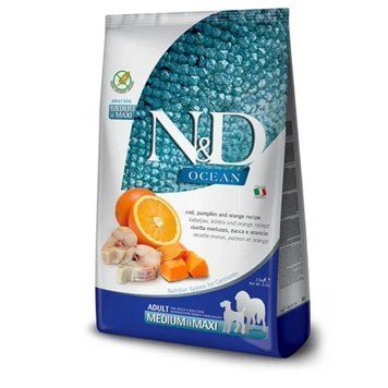 Сухий корм Farmina N&D Grain Free OCEAN PUMPKIN & ORANGE ADULT MEDIUM MAXI з тріскою та апельсином для великих порід собак, 12 кг 3113 фото