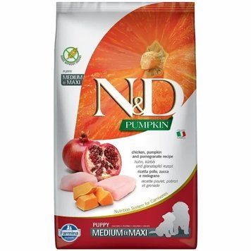 Сухий корм Farmina N&D Grain Free PUMPKIN CHICKEN & POMEGRANATE PUPPY MEDIUM MAXI з куркою для великих порід цуценят, 12 кг 3032 фото