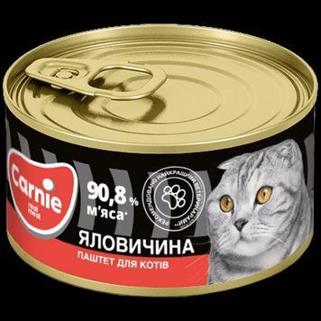Паштет Carnie з яловичиною для дорослих котів, 100 г 2362 фото