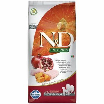 Сухий корм Farmina N&D Grain Free PUMPKIN CHICKEN & POMEGRANATE ADULT MEDIUM MAXI з куркою для великих порід собак, 12 кг 3033 фото