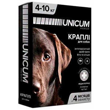 Капли UNICUM premium 4-10 кг от блох и клещей на холку для собак, 3 пипетки по 1 мл 2735 фото