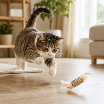 Іграшка дражнилка AnimAll Fun бочка з пірʼям для котів 21 см 3273 фото