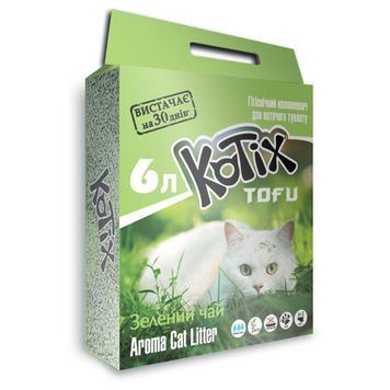 Соєвий наповнювач Kotix Tofu Green Tea зелений чай для котів, 6 л 2132 фото