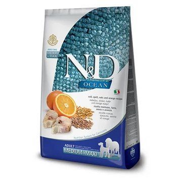 Сухой корм Farmina N&D Low Grain Ocean ADULT MEDIUM MAXI с треской и апельсином для средних и крупных пород собак, 12 кг 3088 фото