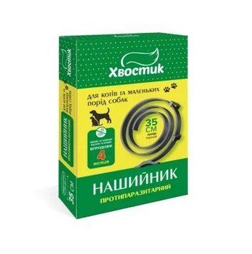 Противопаразитарный ошейник Хвостик 35 см, черный, с диазиноном для кошек и мелких собак 3186 фото