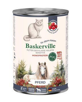Влажный корм Baskerville Monoprotein холистик с кониной для чувствительного пищеварения и пожилых кошек, 400 г 2856 фото