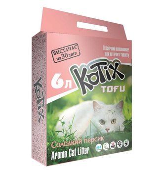 Соєвий наповнювач Kotix Tofu Sweet Peach солодкий персик для котів, 6 л 2131 фото