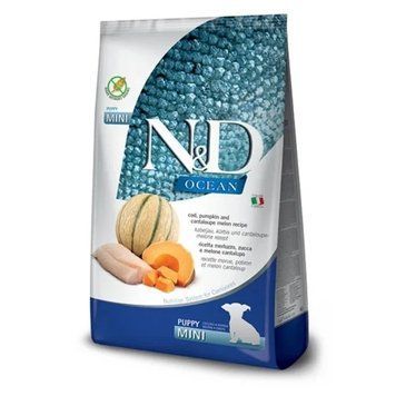 Сухой корм Farmina N&D Grain Free OCEAN, PUMPKIN & MELON PUPPY MINI с треской и дыней для мелких пород щенков, 2,5 кг 3089 фото