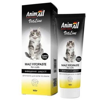 Фітопаста AnimAll VetLine MALT для виведення шерсті котів, 100 г 3181 фото