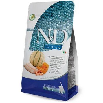 Сухий корм Farmina N&D Grain Free Ocean COD, SHRIMP, PUMPKIN & MELON KITTEN з тріскою для кошенят, 300 г 3095 фото