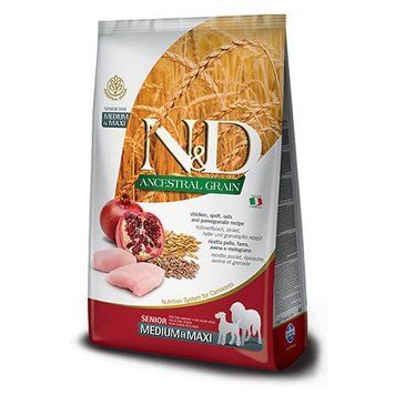 Сухой корм Farmina N&D Low Grain CHICKEN & POMEGRANATE SENIOR MEDIUM MAXI с курицей для крупных пород пожилых собак, 2,5 кг 3046 фото