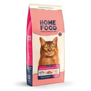 Cухий корм Home Food Skin & Coat з індичкою та лососем для шерсті та шкіри котів і кішок, 10 кг 2533 фото