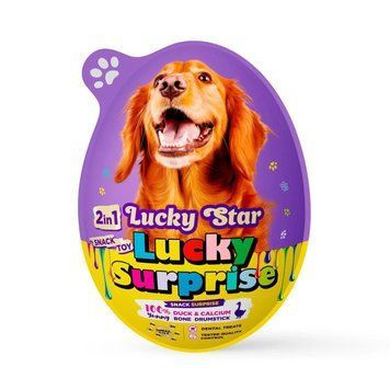 Яйцо-сюрприз Lucky Star с игрушкой и лакомством мягкими утиными голени с кальциевой косткой для собак 3333 фото
