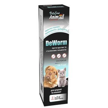 Суспензия AnimAll VetLine DeWorm антигельминтный для котят и щенков, 5 мл 3190 фото