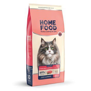 Сухий корм Home Food Hairball Control з індичкою та ягодами для стерилізованих котів, 10 кг 2483 фото